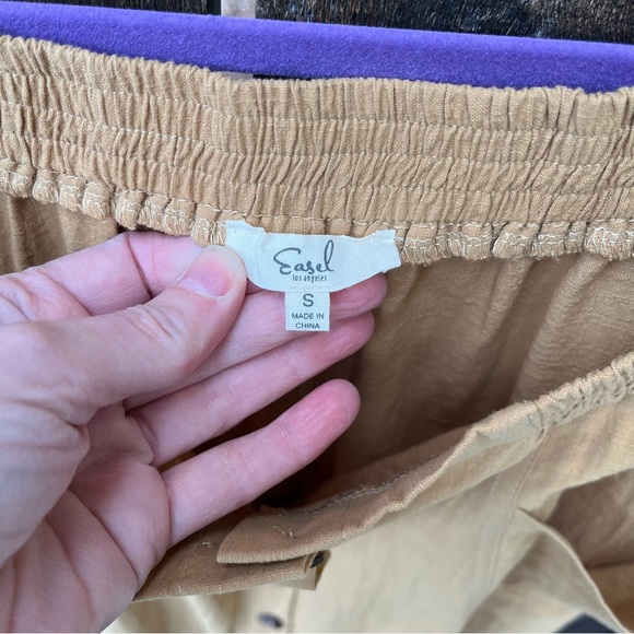 Easel Crinkle Cotton Full Button Down Skirt With Pockets NWOT Sz S - Picture 3 of 11